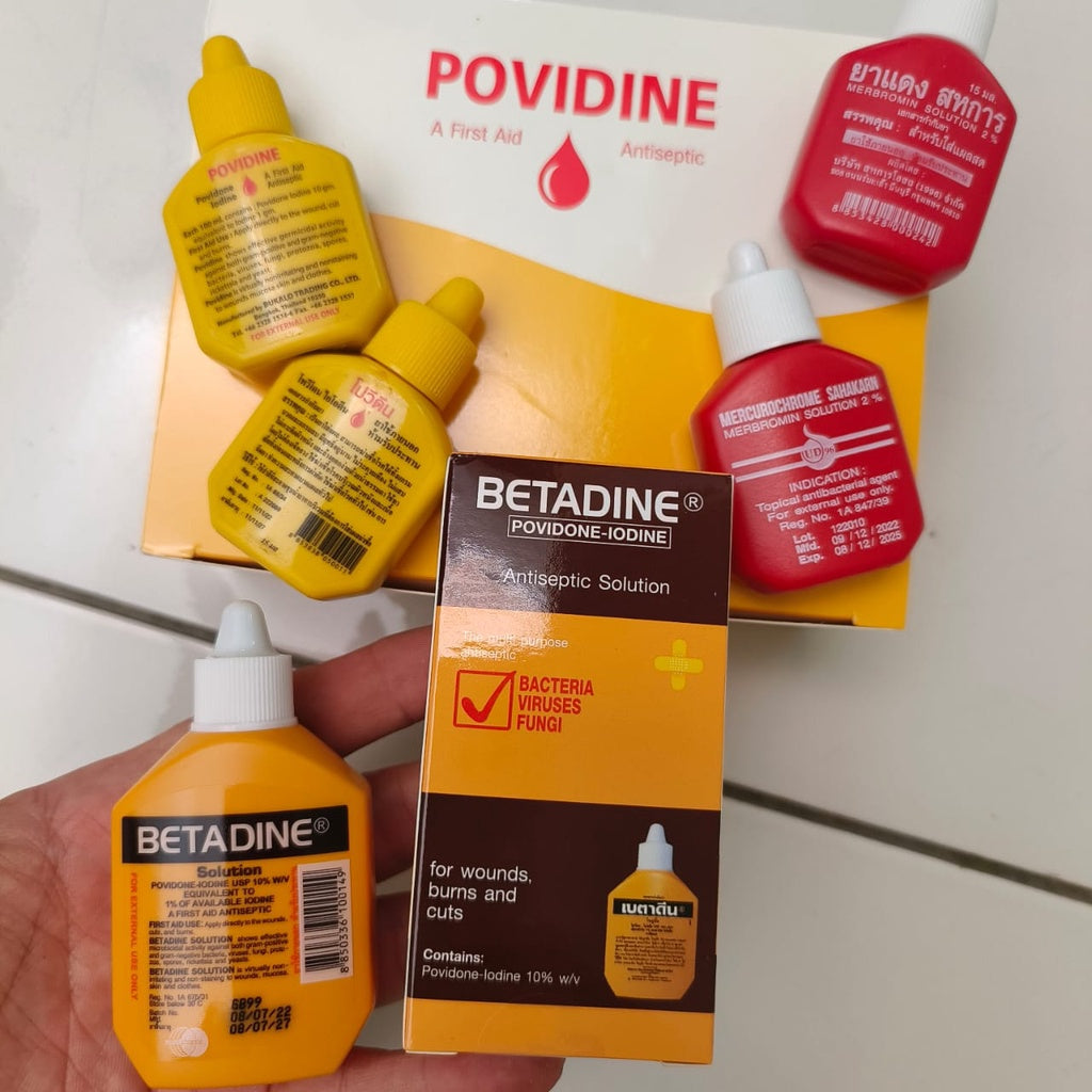 泰国黄药水 100% Thailand Betadine povidone Iodine 泰国红药水 Mercurochrome Sahakarn